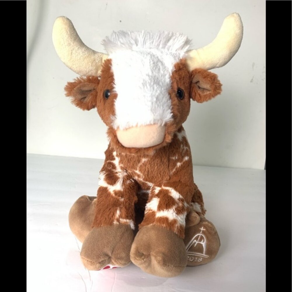2018 Build-A-Bear Workshop Longhorn Spotted Cow Bull Plush 12" HTF BaB BaBW